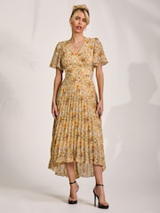 Jolie Moi Printed Chiffon Pleated Maxi Dress - Imaginea 6 din 6