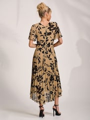 Jolie Moi Black Printed Chiffon Pleated Maxi Dress - Image 2 of 6