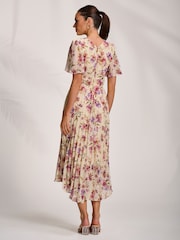 Jolie Moi Cream Printed Chiffon Pleated Maxi Dress - Image 2 of 6