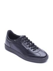 Czarny - Base London Tucker Lace Up Leather Trainers - Obraz 2 z 4