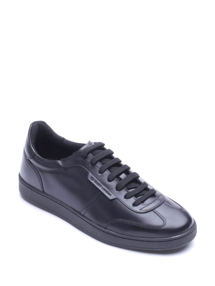 Czarny - Base London Tucker Lace Up Leather Trainers - Obraz 2 z 4