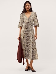 Monsoon Green Pippa Animal Print Midi Dress - Image 1 of 5