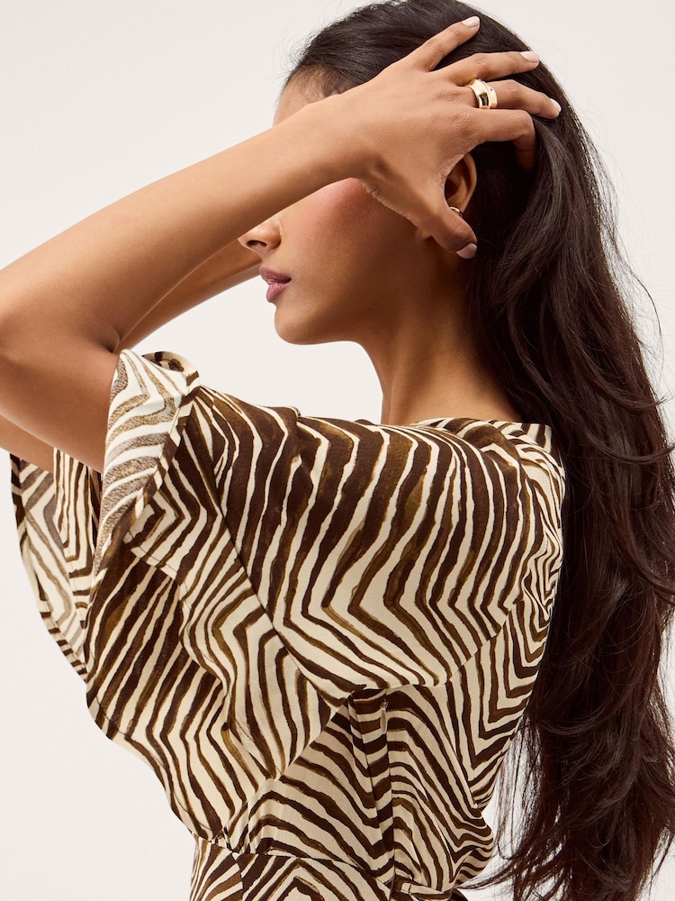 Monsoon Green Pippa Animal Print Midi Dress - Image 2 of 5