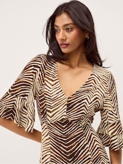 Monsoon Green Pippa Animal Print Midi Dress - Image 4 of 5