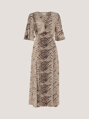 Monsoon Green Pippa Animal Print Midi Dress - Image 5 of 5