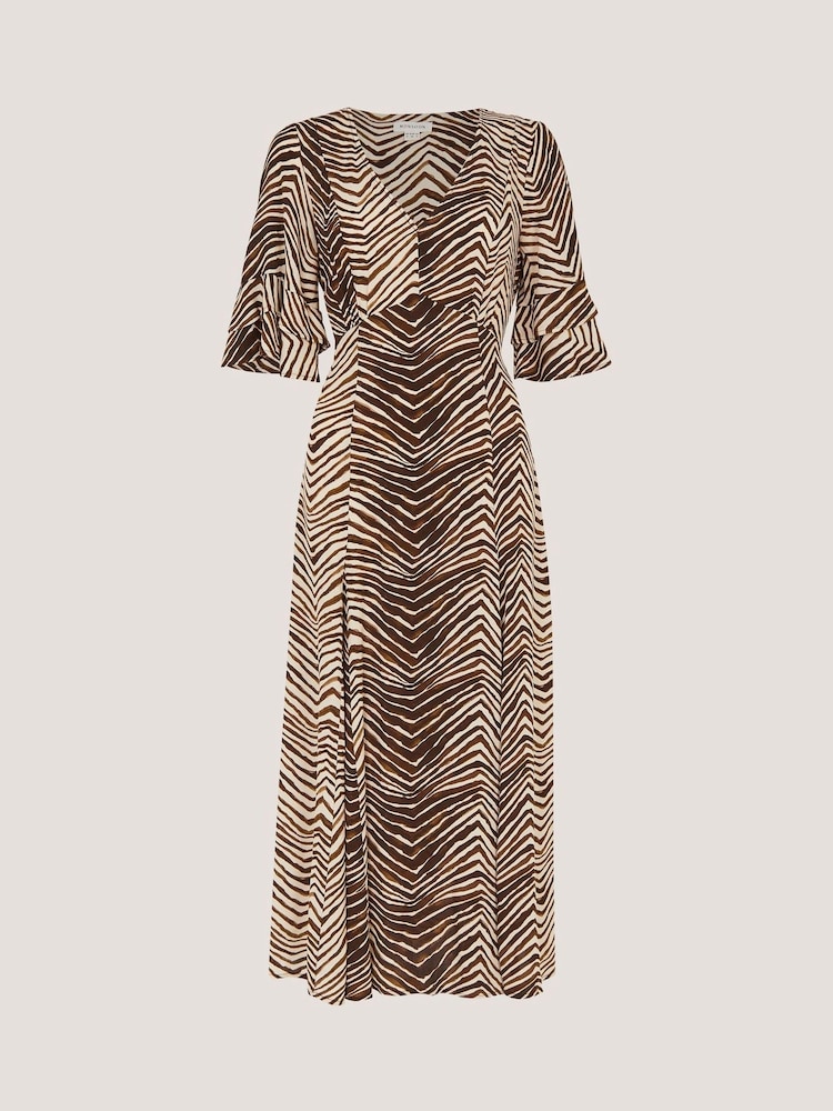 Monsoon Green Pippa Animal Print Midi Dress - Image 5 of 5