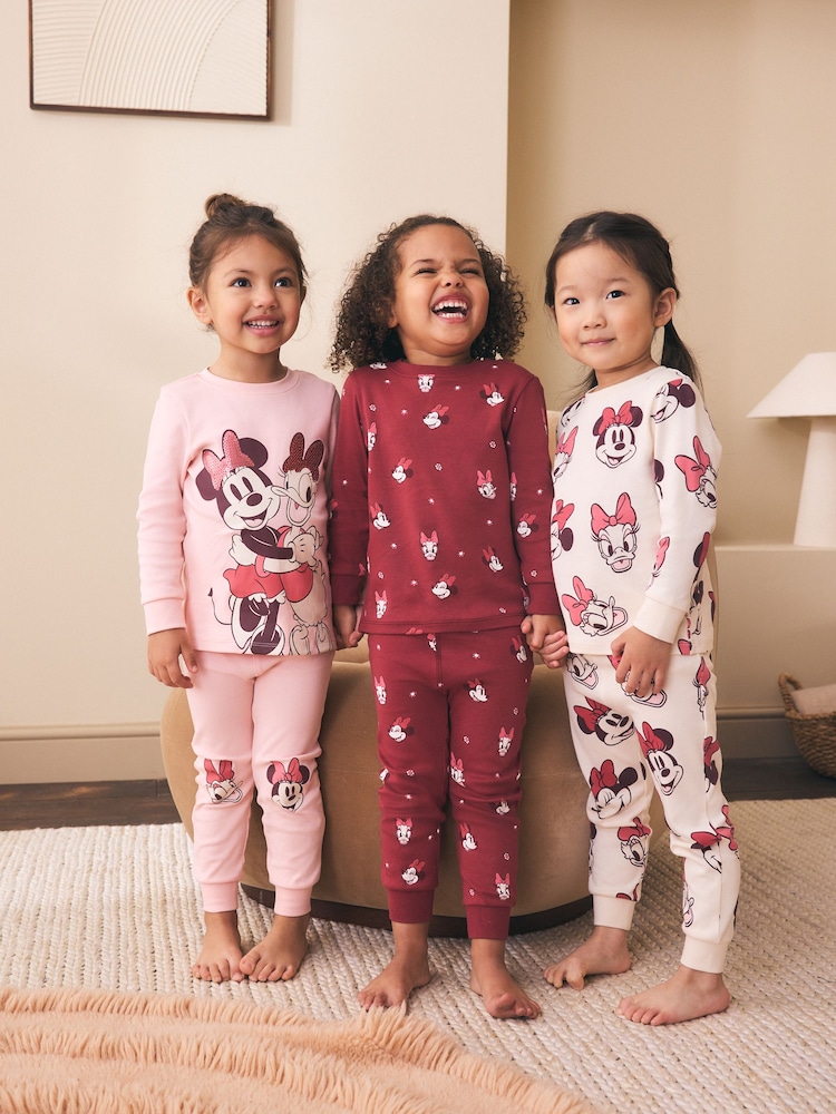 Burgundy Red Minnie Mouse Snuggle Pyjamas 3 Pack (9mths-12yrs) - Image 2 of 6 Burgundy Red Minnie Mouse Snuggle Pyjamas 3 Pack (9mths-12yrs) - Image 2 of 6