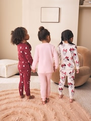 Burgundy Red Minnie Mouse Snuggle Pyjamas 3 Pack (9mths-12yrs) - Image 3 of 6