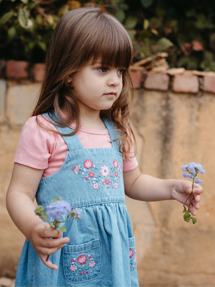 Purebaby Embroidered Pinnie Dress - Image 1 of 7 Purebaby Embroidered Pinnie Dress - Image 1 of 7