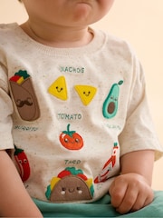 Purebaby Green Small Bites T-Shirt and Shorts Set - Image 2 of 7