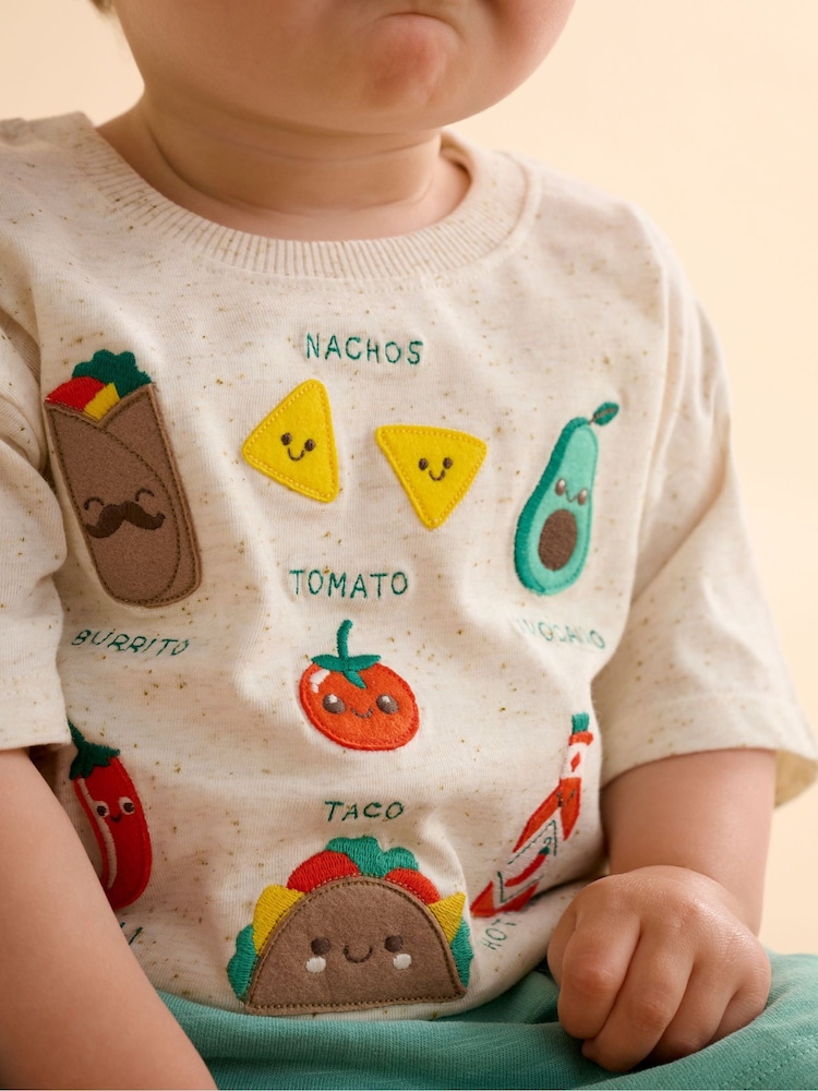 Purebaby Green Small Bites T-Shirt and Shorts Set - Image 2 of 7