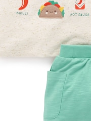 Purebaby Green Small Bites T-Shirt and Shorts Set - Image 6 of 7
