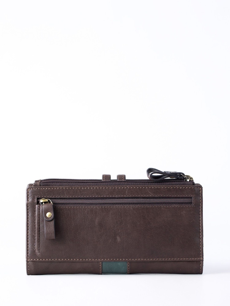 Lakeland Leather Brown Hartsop Leather Double Zip Purse - Image 5 of 5 Lakeland Leather Brown Hartsop Leather Double Zip Purse - Image 5 of 5