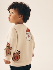 Ecru Christmas Crew Neck Sweat Top (3mths-7yrs) - Image 2 of 4