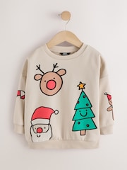 ベージュ - クリスマスクルーネックスウェットトップス（3か月～7歳） - 画像 5 / 8