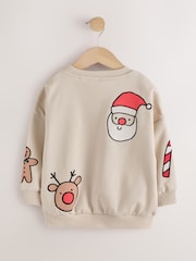 ベージュ - クリスマスクルーネックスウェットトップス（3か月～7歳） - 画像 6 / 8