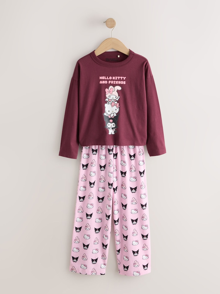 Burgundy Red Hello Kitty and Friends Wide Leg Pyjamas 2 Pack (3-16yrs) - Image 2 of 6 Burgundy Red Hello Kitty and Friends Wide Leg Pyjamas 2 Pack (3-16yrs) - Image 2 of 6