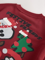 Burgundy Red Christmas Crew Neck Joggers Set (3mths-7yrs) - Image 8 of 10