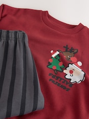 Burgundy Red Christmas Crew Neck Joggers Set (3mths-7yrs) - Image 9 of 10