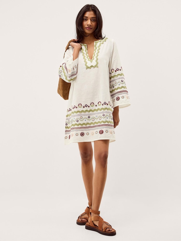 Monsoon Bria Embroidered Mini Tunic Dress - صورة 1 من 5