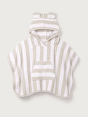 The White Company Grey Cotton Pebble Stripe Towelling Hoodie - Image 1 of 2