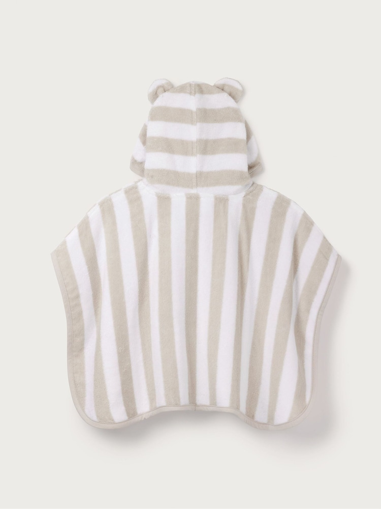 The White Company Grey Cotton Pebble Stripe Towelling Hoodie - Image 2 of 2 The White Company Grey Cotton Pebble Stripe Towelling Hoodie - Image 2 of 2