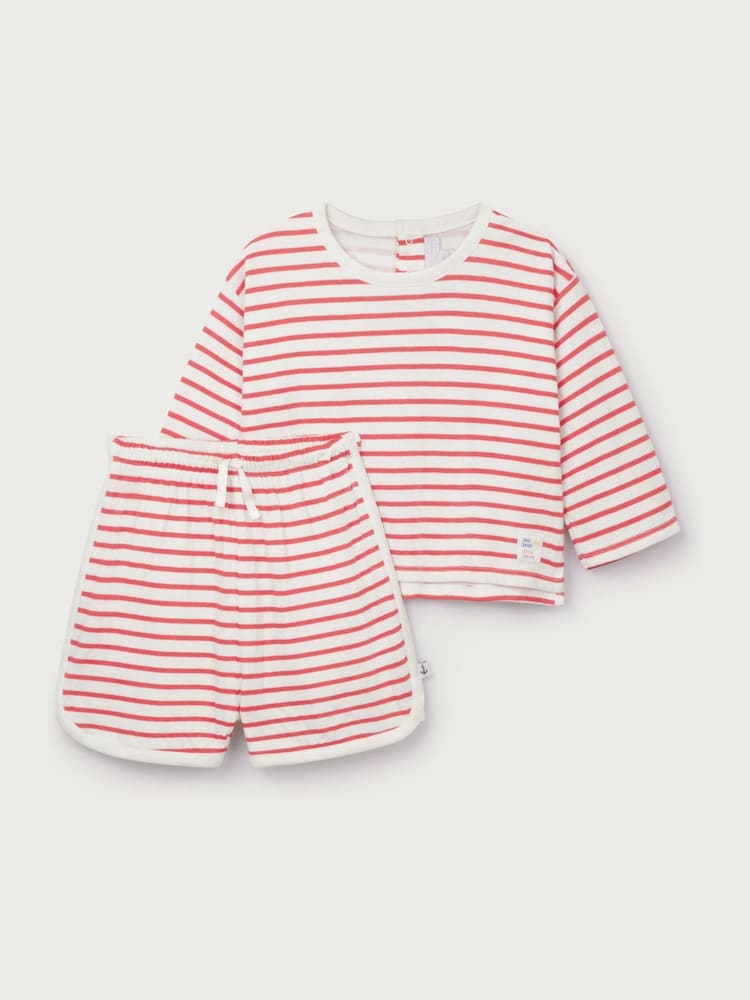 The White Company Red Cotton Little Surfer Top & Shorts Set - Image 1 of 1