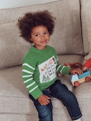 綠色 - Christmas Knitted Crew Neck Polo Shirt (3mths-10yrs) - 圖片 1/4