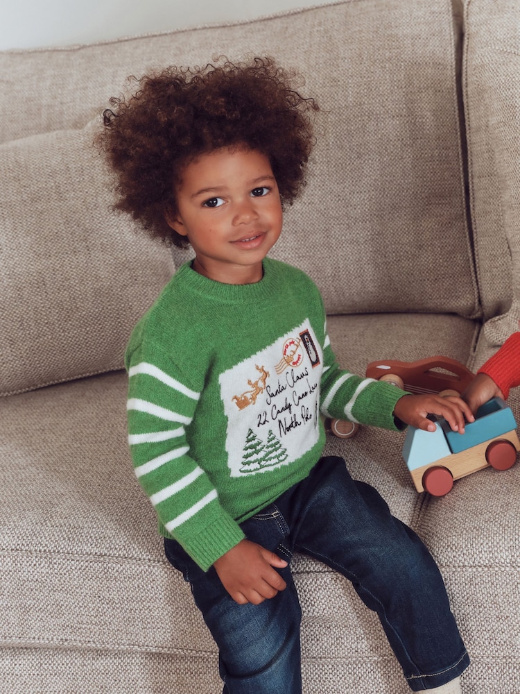 綠色 - Christmas Knitted Crew Neck Polo Shirt (3mths-10yrs) - 圖片 1/4