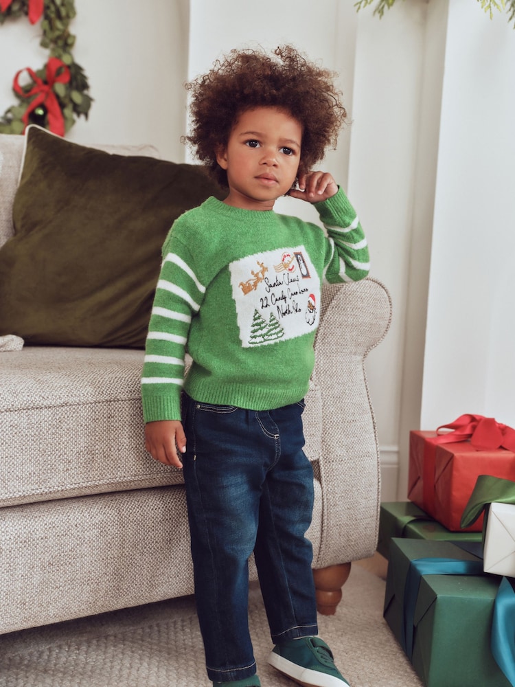 綠色 - Christmas Knitted Crew Neck Polo Shirt (3mths-10yrs) - 圖片 2/4