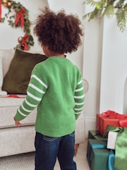 綠色 - Christmas Knitted Crew Neck Polo Shirt (3mths-10yrs) - 圖片 3/4