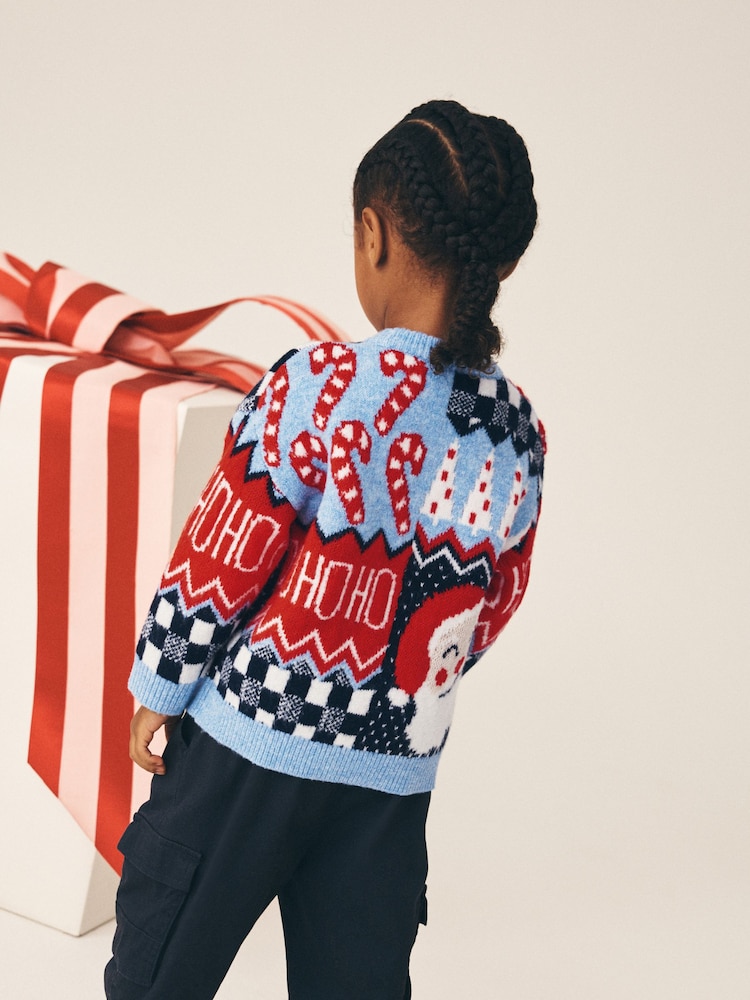 Blue Christmas Crew Neck Jumper (3mths-7yrs) - Image 2 of 6 Blue Christmas Crew Neck Jumper (3mths-7yrs) - Image 2 of 6