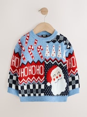 Blue Christmas Crew Neck Jumper (3mths-7yrs) - Image 3 of 6