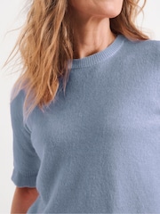 JD Williams Blue Frill Knit Short Sleeve Jumper - Image 3 of 4