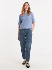 JD Williams Blue Frill Knit Short Sleeve Jumper - Image 4 of 4