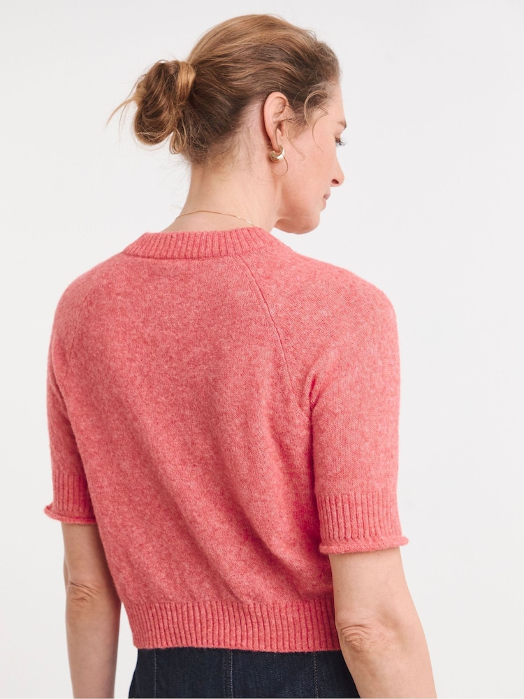 JD Williams Pink Sheer Short Sleeve Cardigan - Image 2 of 4 JD Williams Pink Sheer Short Sleeve Cardigan - Image 2 of 4