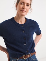 JD Williams Blue Sheer Short Sleeve Cardigan - Image 1 of 4