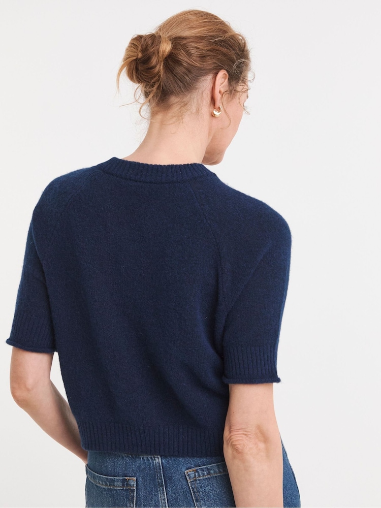 JD Williams Blue Sheer Short Sleeve Cardigan - Image 2 of 4