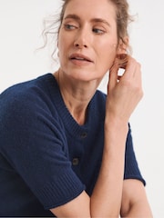 JD Williams Blue Sheer Short Sleeve Cardigan - Image 3 of 4