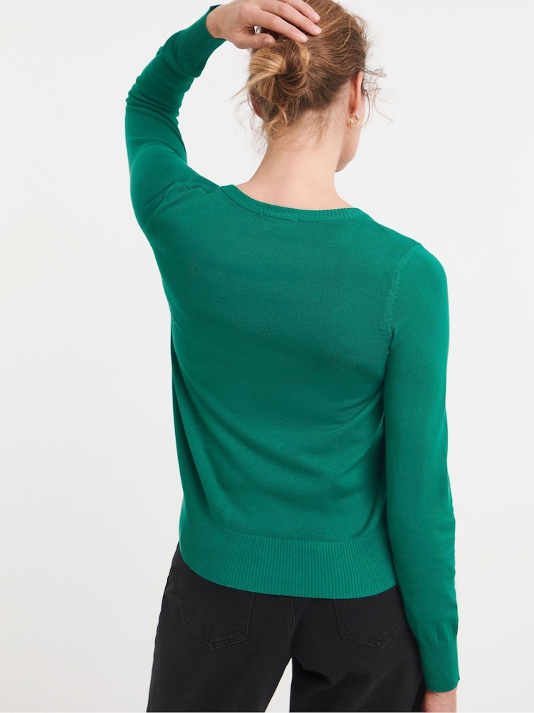 JD Williams Green Crew Neck Cardigan - Image 2 of 4