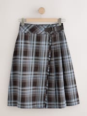 Blue/Brown Check Kilt Midi Skirt - Image 6 of 8