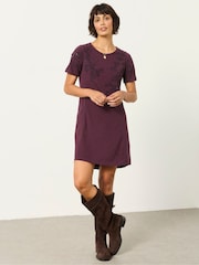 Dunkellila - FatFace Floral Jersey Dress - Bild 1 von 6