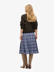 SUPERDRY Blue Check Pleated Midi Skirt - Image 3 of 5