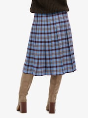 SUPERDRY Blue Check Pleated Midi Skirt - Image 5 of 5