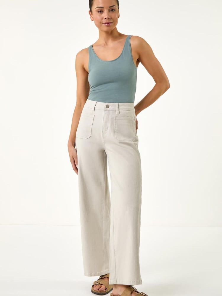 لون طبيعي - بنطلون دينم قطني مطاطي بجيوب للأحجام الصغيرة من Roman - صورة 2 من 5 لون طبيعي - بنطلون دينم قطني مطاطي بجيوب للأحجام الصغيرة من Roman - صورة 2 من 5