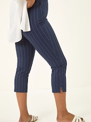 Roman Blue Petite Ponte Stripe Cropped Trousers - Image 3 of 5