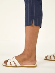 Roman Blue Petite Ponte Stripe Cropped Trousers - Image 5 of 5