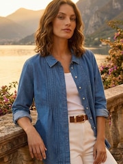 Roman Blue Petite Pintuck Buttoned Blouse - Image 1 of 5