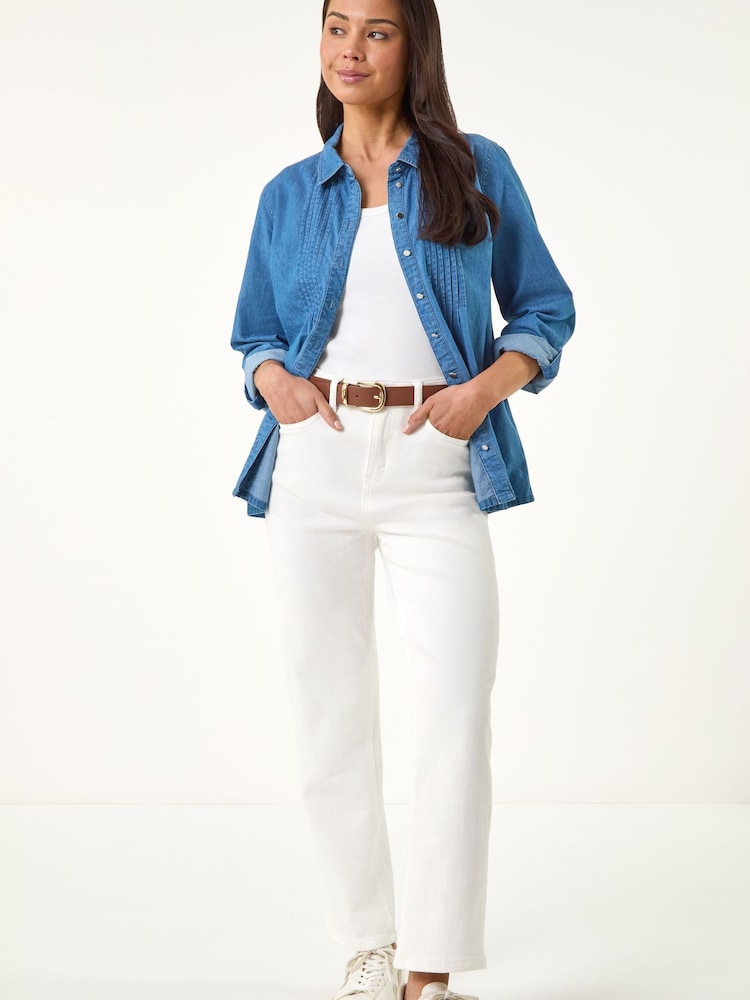 Roman Blue Petite Pintuck Buttoned Blouse - Image 2 of 5