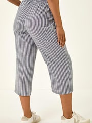 Roman Grey Petite Stripe Cropped Wide Leg Trousers - Image 3 of 5